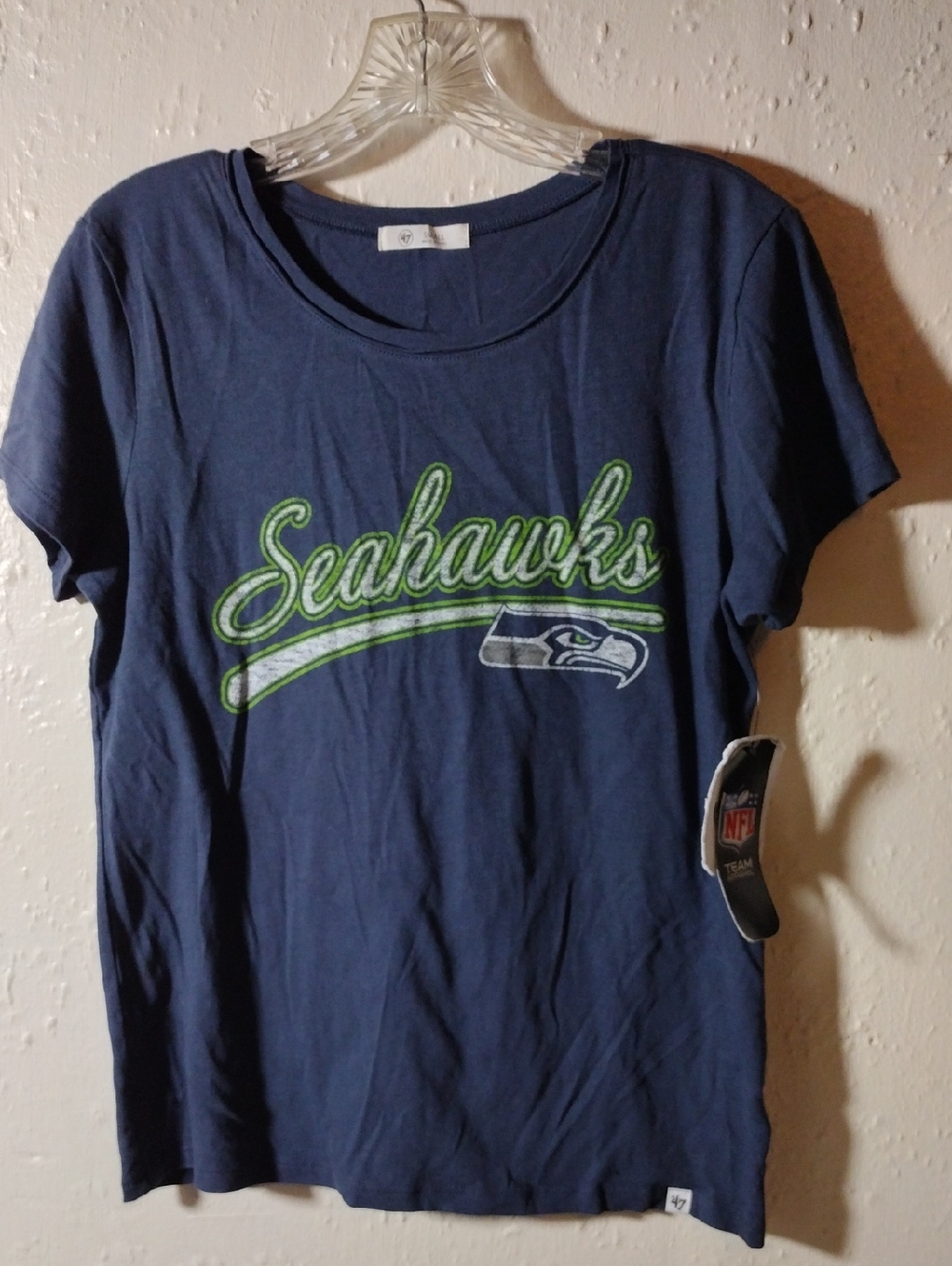 Seahawk,Size Small,Woman's,Navy Short-Sleeve Crewneck Tee